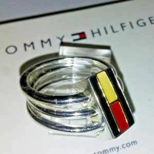Tommy Hilfiger Silver plated stack ring Size 6 NWT